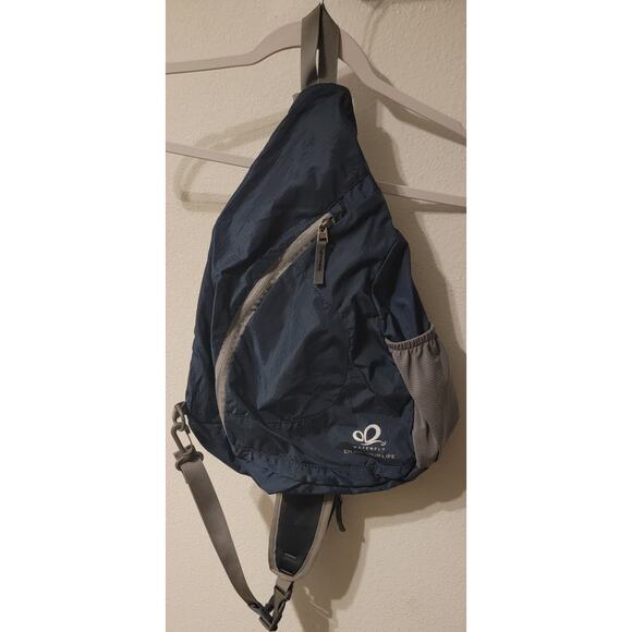 WATERFLY Crossbody Sling Backpack Bag Travel Hiking Chest Daypack Outdoors Blue - Picture 3 of 6